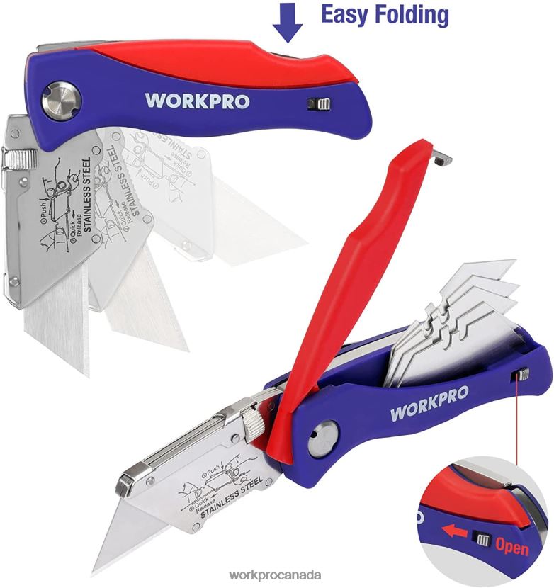 Morden WORKPRO Folding Utility Knife with Back Lock Quick-change Box Cutter with Belt Clip Tool ZNRDXV46
