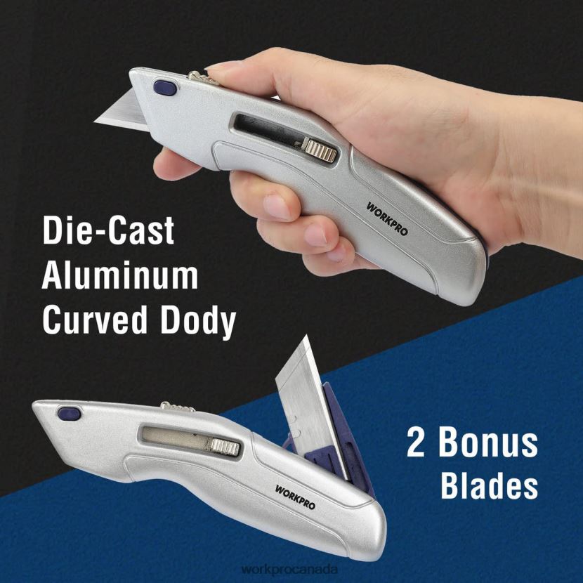 Morden WORKPRO Retractable Utility Knife and Self-retracting Safety Box with 2 Extra Blades Included Tool ZNRDXV41