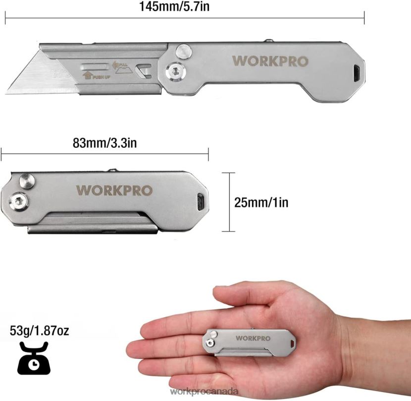 New WORKPRO Quick Change Folding Pocket Utility Knife Mini Stainless Steel Folding Knife with Belt Clip Tool ZNRDXV47