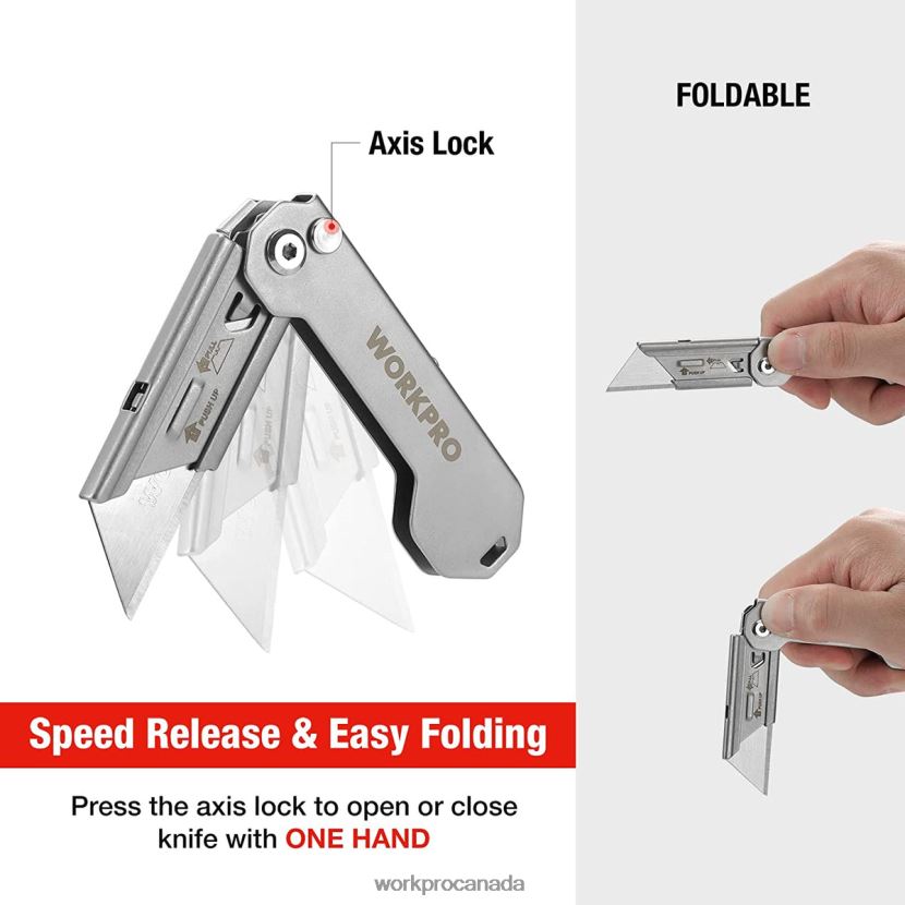 New WORKPRO Quick Change Folding Pocket Utility Knife Mini Stainless Steel Folding Knife with Belt Clip Tool ZNRDXV47