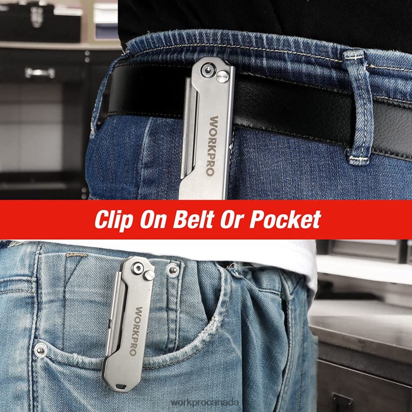 New WORKPRO Quick Change Folding Pocket Utility Knife Mini Stainless Steel Folding Knife with Belt Clip Tool ZNRDXV47