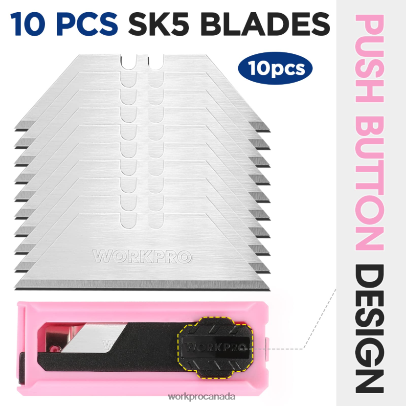 Pink WORKPRO Folding Aluminum Utility Knife, 10 Extra Blades Include Tool ZNRDXV54