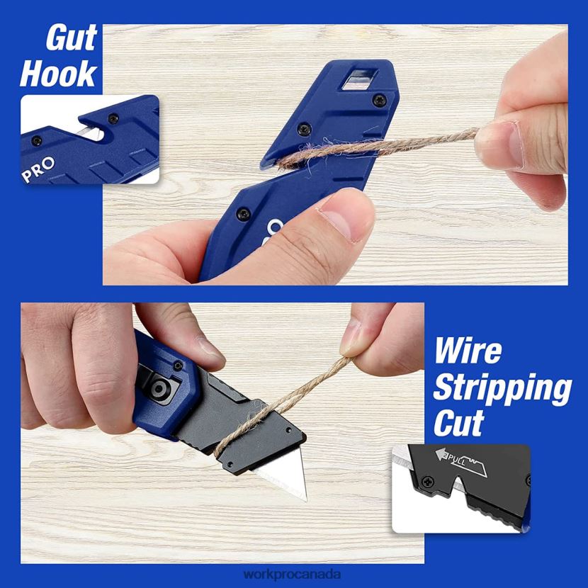 Red/Blue/Black WORKPRO Folding Utility Knife Lightweight Nylon Handle Utility Cutter with 10-piece Extra Blades Tool ZNRDXV38
