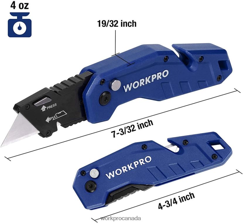Red/Blue/Black WORKPRO Folding Utility Knife Lightweight Nylon Handle Utility Cutter with 10-piece Extra Blades Tool ZNRDXV38