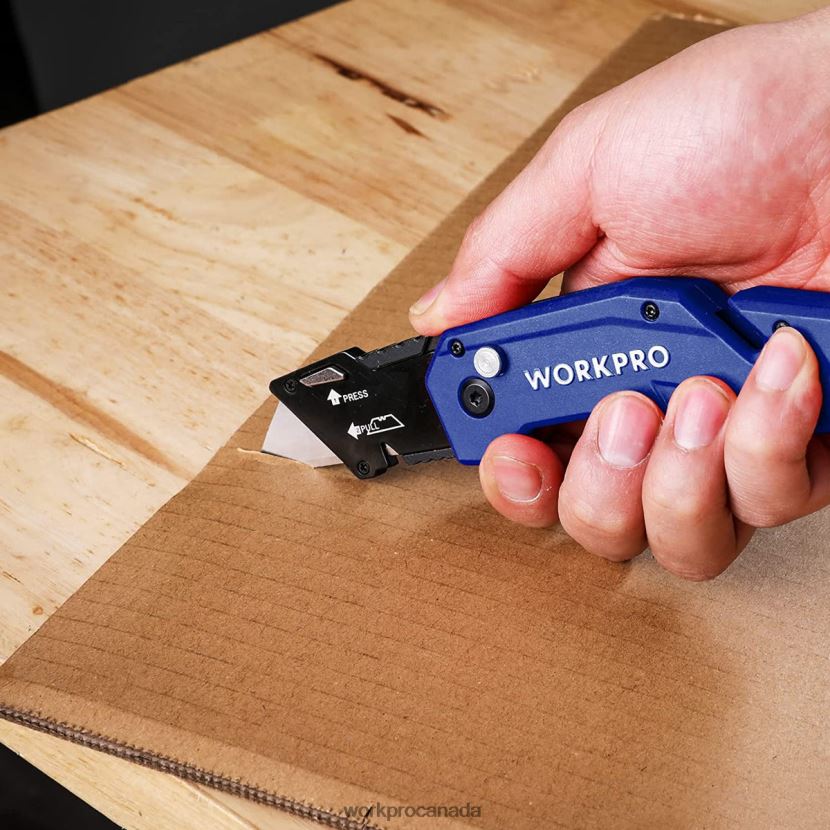 Red/Blue/Black WORKPRO Folding Utility Knife Lightweight Nylon Handle Utility Cutter with 10-piece Extra Blades Tool ZNRDXV38