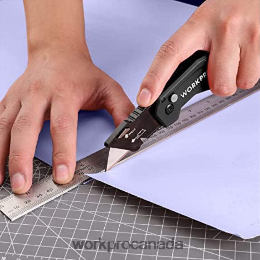 Red/Blue/Black WORKPRO Folding Utility Knife Lightweight Nylon Handle Utility Cutter with 10-piece Extra Blades Tool ZNRDXV38