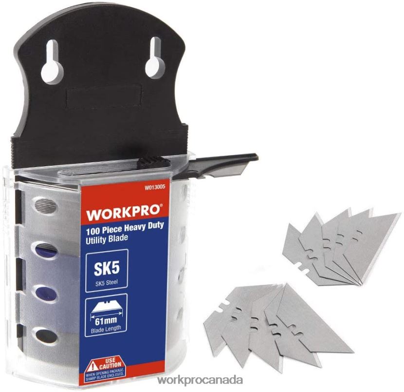 Useful WORKPRO 100 Pcs Utility Knife Blades SK5 Steel with Dispenser Tool ZNRDXV40