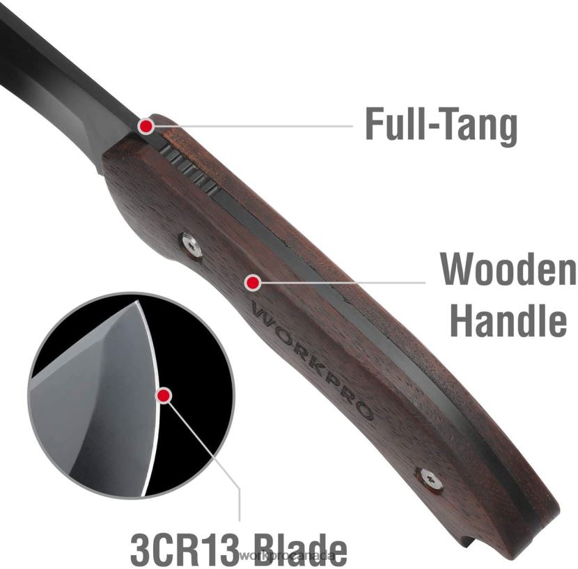 Useful WORKPRO Full Tang Wood Handle Axe and Fixed Blade Knife Combo Set with Nylon Sheath Tool ZNRDXV48