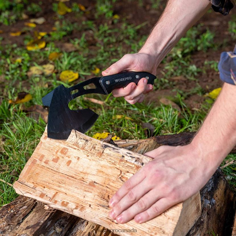 Useful WORKPRO Full Tang Wood Handle Axe and Fixed Blade Knife Combo Set with Nylon Sheath Tool ZNRDXV48