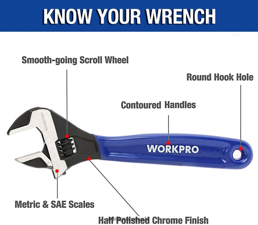 Helpful WORKPRO 2 Pcs Adjustable Wrench Set for Home GarageWorkshop and DIY Tool ZNRDXV87