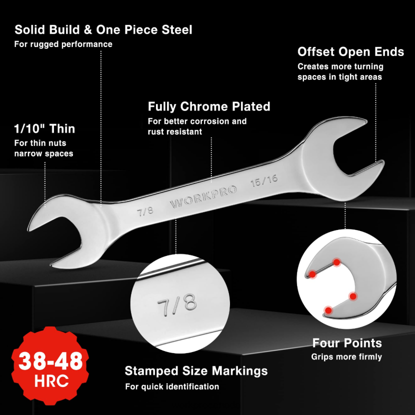 Helpful WORKPRO 7 Pcs Metric Super-Thin Wrench Set with Roll-up Organizer Pouch Tool ZNRDXV96