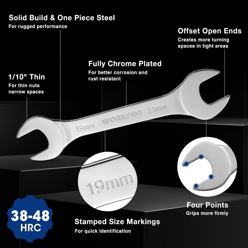 Helpful WORKPRO 7 Pcs Metric Super-Thin Wrench Set with Roll-up Organizer Pouch Tool ZNRDXV96
