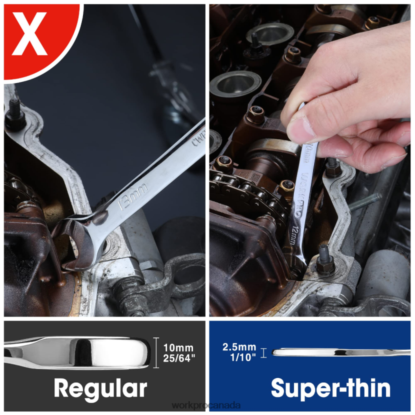 Helpful WORKPRO 7 Pcs Metric Super-Thin Wrench Set with Roll-up Organizer Pouch Tool ZNRDXV96