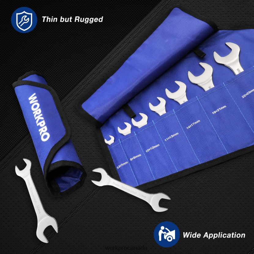 Helpful WORKPRO 7 Pcs Metric Super-Thin Wrench Set with Roll-up Organizer Pouch Tool ZNRDXV96