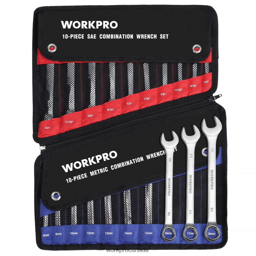 Morden WORKPRO 20 Pcs Metric & SAE Combination Cr-V 12-point Wrench Set Tool ZNRDXV93