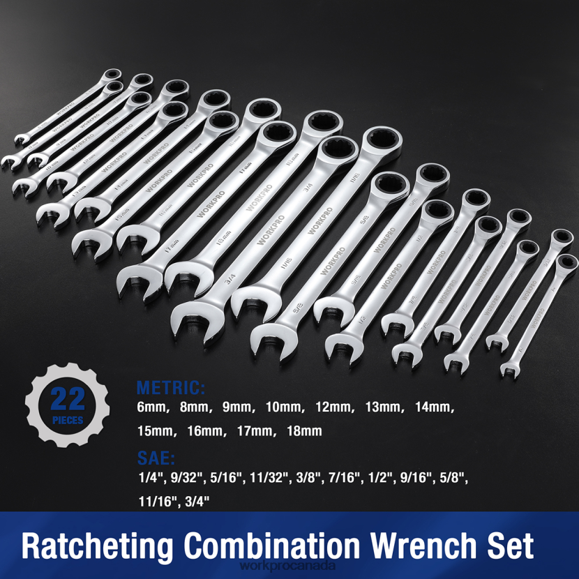 Morden WORKPRO 22-Piece Ratcheting Combination Wrench Set Tool ZNRDXV81