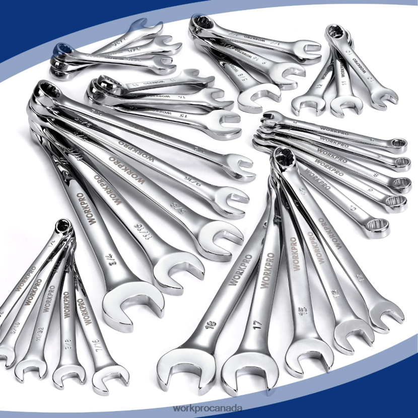 Morden WORKPRO 32 Pcs SAE & Metric Combination 12 PT Regular and Stubby Wrench Set Tool ZNRDXV92