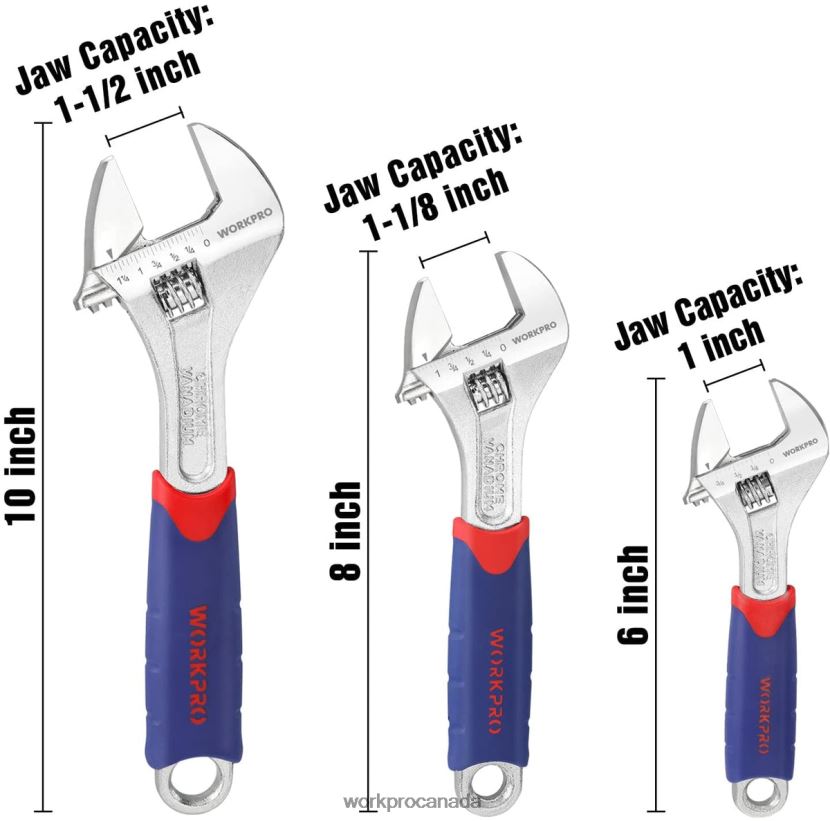 Morden WORKPRO 3 Pcs Adjustable Wrench Set Tool ZNRDXV83