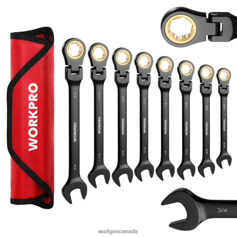 Morden WORKPRO 8 Pcs Ratcheting Combination Flex-Head Anti-Slip Wrench Set Tool ZNRDXV80