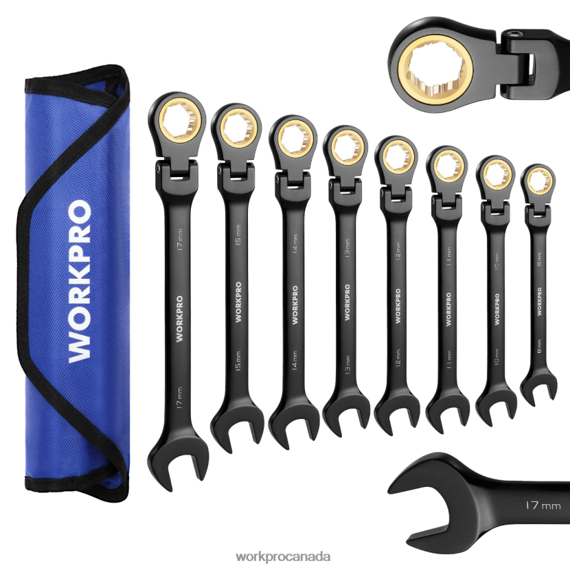 Morden WORKPRO 8 Pcs Ratcheting Combination Flex-Head Anti-Slip Wrench Set Tool ZNRDXV80