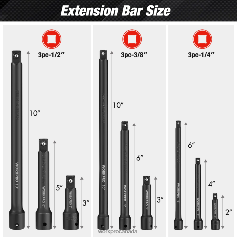 Morden WORKPRO 9 Pcs Impact Driver Extension Bar Set Tool ZNRDXV141