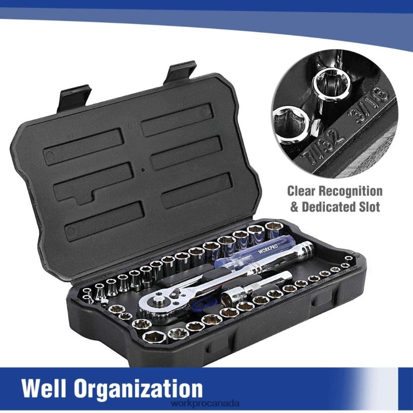 New WORKPRO 39 Pcs Drive Socket Wrench Set, 1/4-Inch & 3/8-Inch Small Sockets Set Tool ZNRDXV140