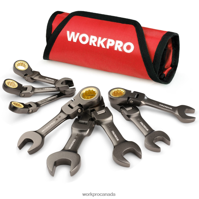 New WORKPRO 8 Pcs Flex-Head Stubby Ratcheting Combination Wrench Set Tool ZNRDXV82