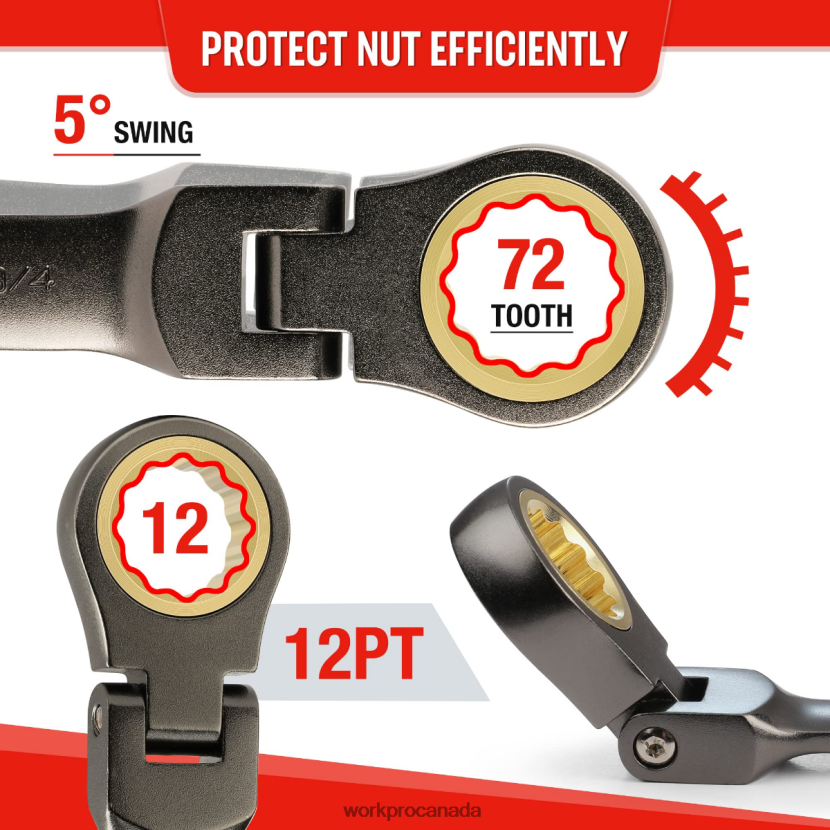 New WORKPRO 8 Pcs Flex-Head Stubby Ratcheting Combination Wrench Set Tool ZNRDXV82