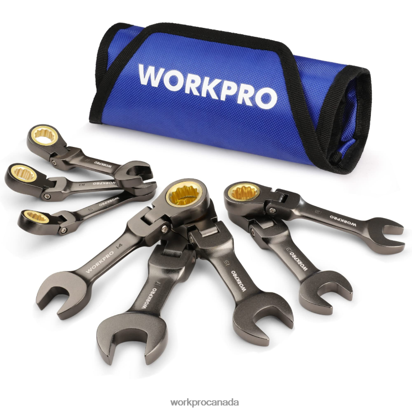 New WORKPRO 8 Pcs Flex-Head Stubby Ratcheting Combination Wrench Set Tool ZNRDXV82