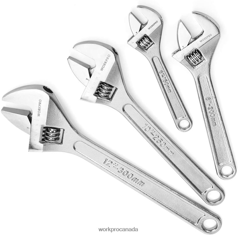 Useful WORKPRO 4 Pcs Adjustable Wrench Forged Heat Treated Chrome-plated Set Tool ZNRDXV84