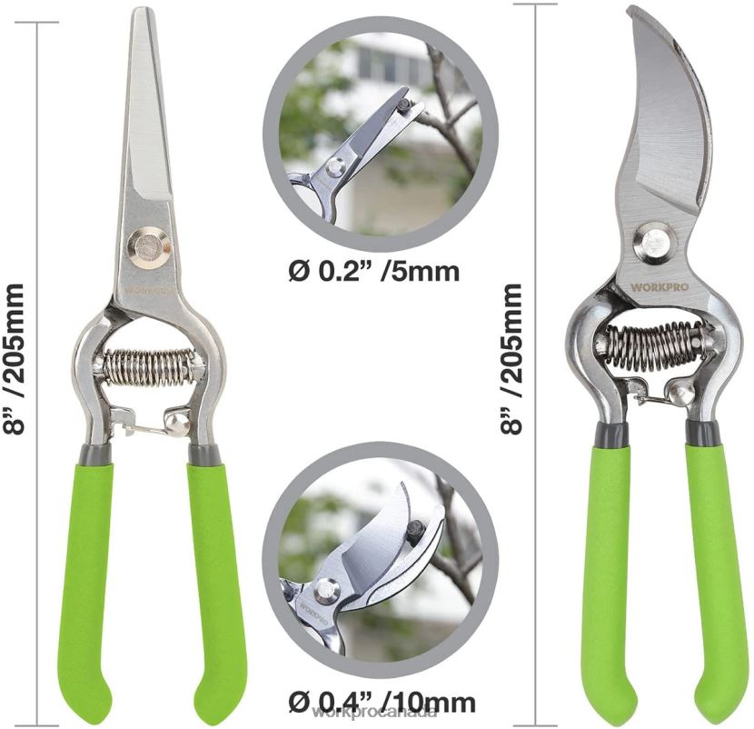 Helpful WORKPRO 2 Pcs Pruning Shears Set with Steel Straight Blade Tool ZNRDXV271