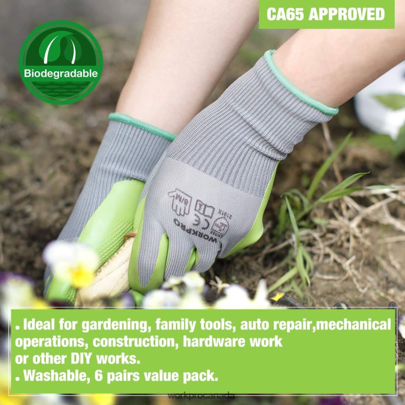 Helpful WORKPRO 6 Pairs Garden Work Gloves with Eco Latex Palm Coated Tool ZNRDXV275