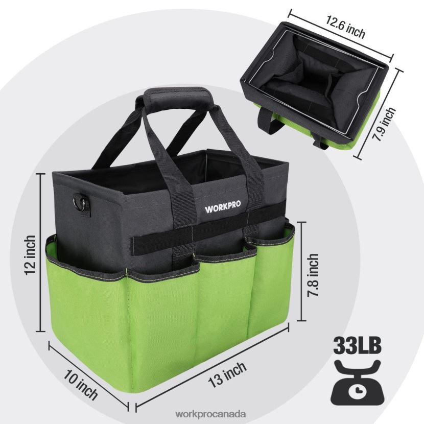 Helpful WORKPRO Heavy Duty Standable Garden Tote Bag, with 10 Pockets and Long Adjustable Shoulder Strap Tool ZNRDXV281
