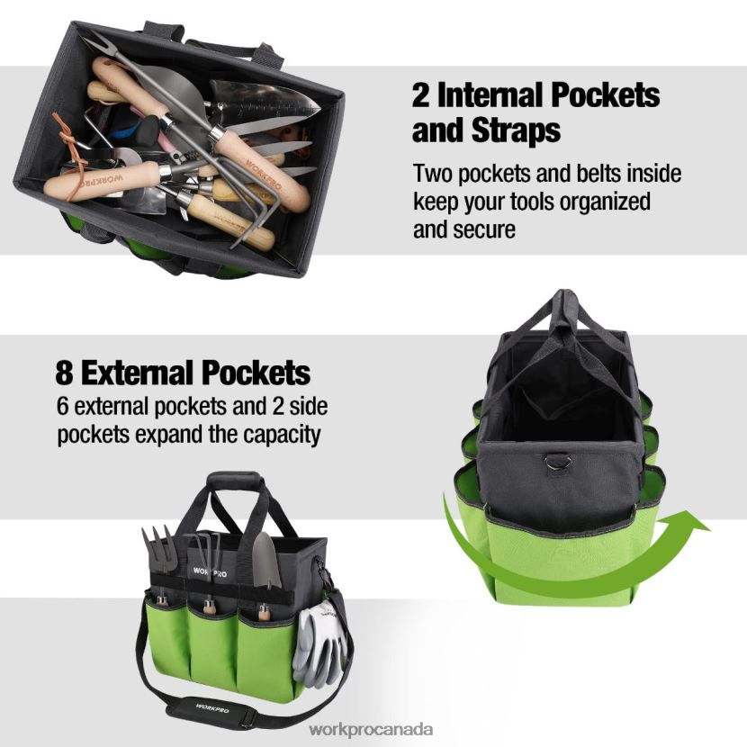 Helpful WORKPRO Heavy Duty Standable Garden Tote Bag, with 10 Pockets and Long Adjustable Shoulder Strap Tool ZNRDXV281