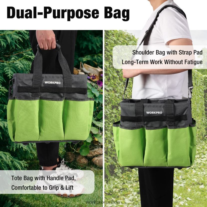 Helpful WORKPRO Heavy Duty Standable Garden Tote Bag, with 10 Pockets and Long Adjustable Shoulder Strap Tool ZNRDXV281