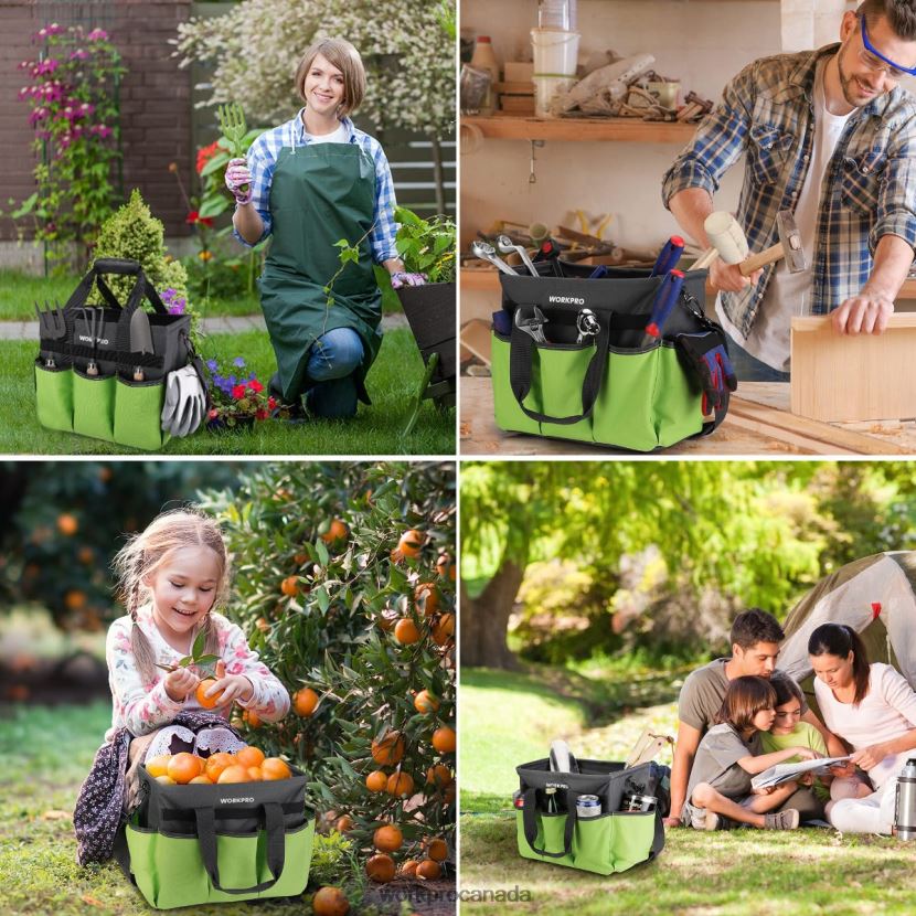 Helpful WORKPRO Heavy Duty Standable Garden Tote Bag, with 10 Pockets and Long Adjustable Shoulder Strap Tool ZNRDXV281