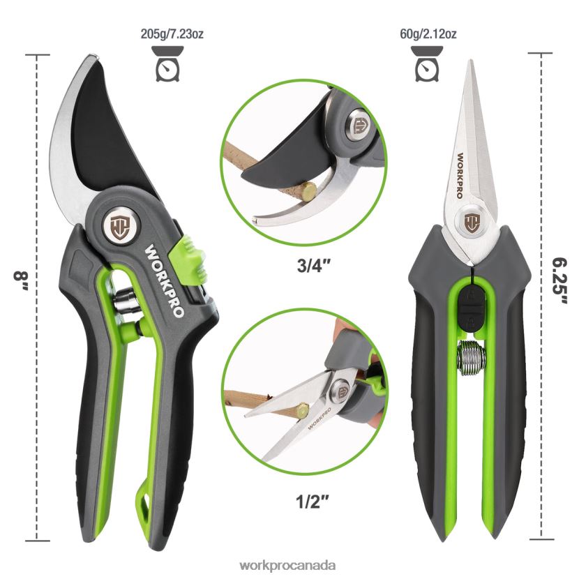 Morden WORKPRO Garden Pruning Shears 2 Pack, Bypass Pruning Shears and Straight Garden Scissors Tool ZNRDXV280