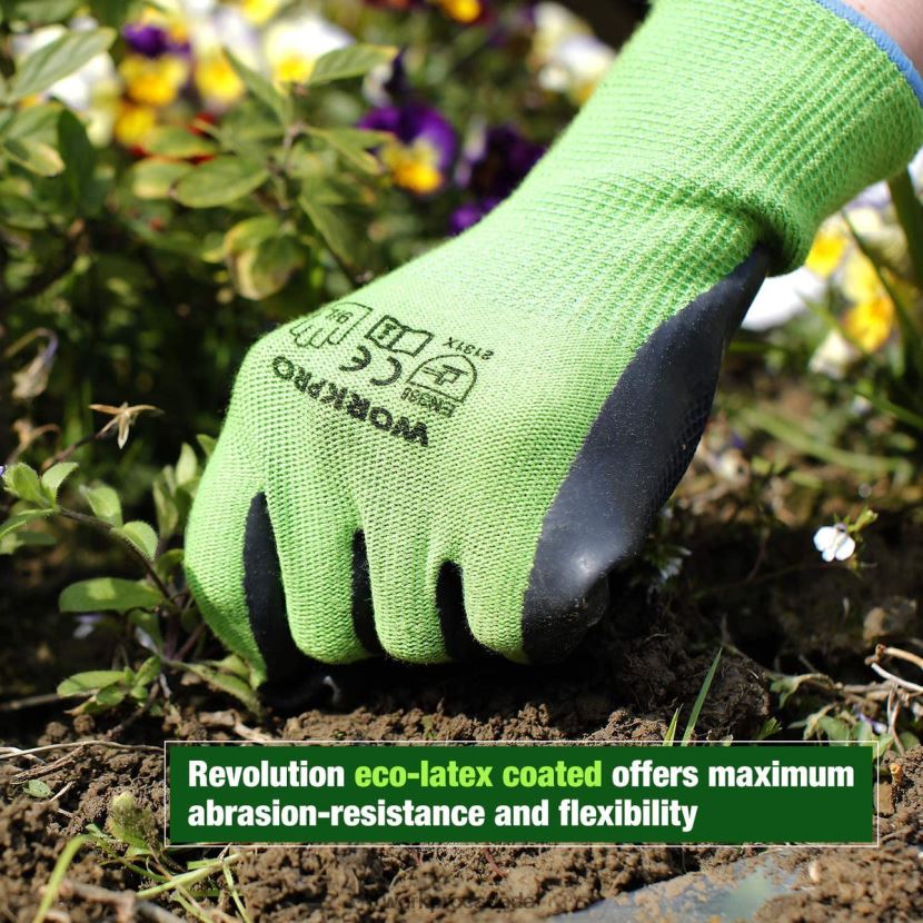 New WORKPRO 2 Pairs Garden Working Gloves with Eco Latex Palm Coated and Touchscreen for Weeding, Digging, Raking and Pruning Tool ZNRDXV273