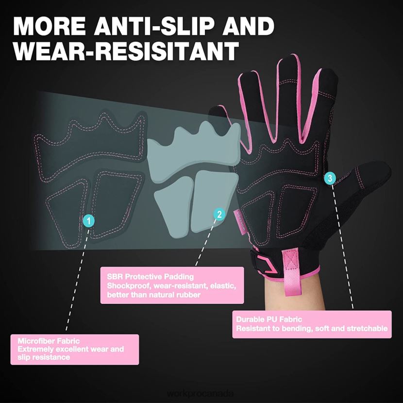 Pink WORKPRO Safety Work Gloves, Touch Screen, Terry Fabric, Non-Slip Working Gloves- M Tool ZNRDXV250