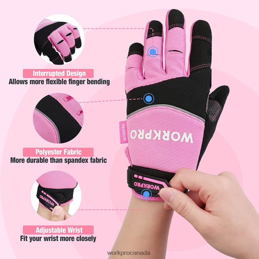 Pink WORKPRO Safety Work Gloves, Touch Screen, Terry Fabric, Non-Slip Working Gloves- M Tool ZNRDXV250