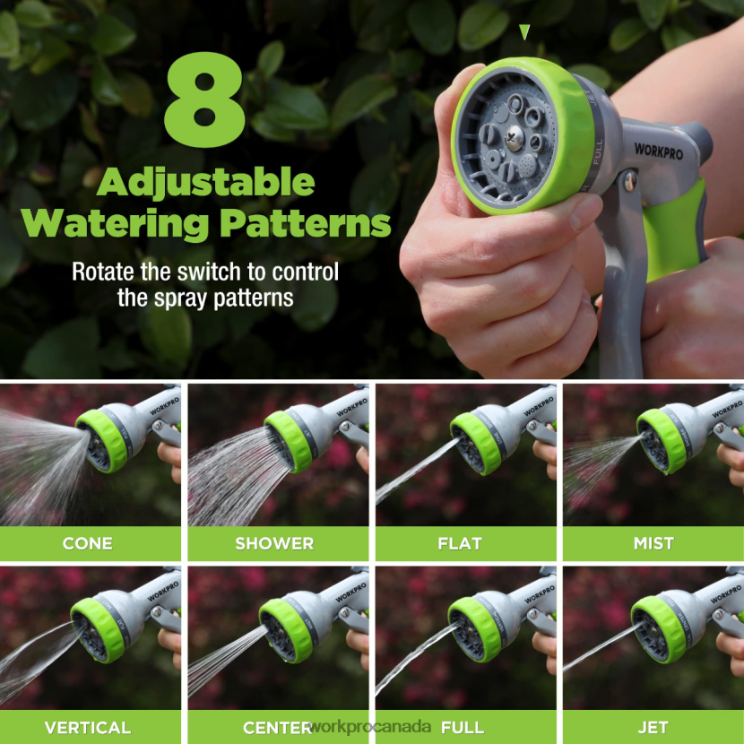 Useful WORKPRO Garden High Pressure Water Hose Nozzle Sprayer with 8 Adjustable Watering Patterns & Thumb Control Design Tool ZNRDXV288