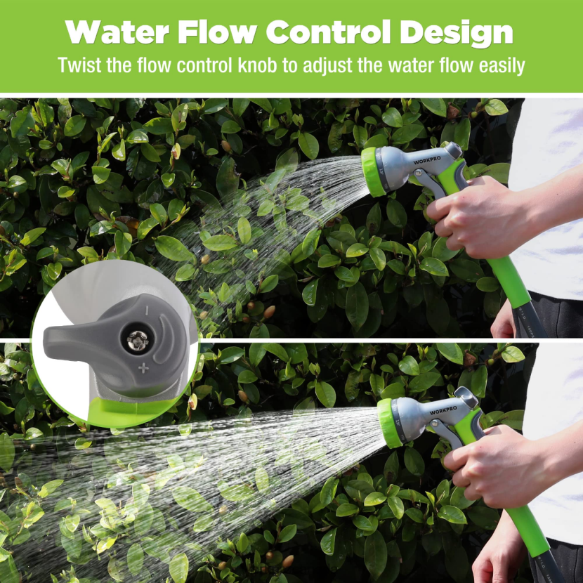 Useful WORKPRO Garden High Pressure Water Hose Nozzle Sprayer with 8 Adjustable Watering Patterns & Thumb Control Design Tool ZNRDXV288