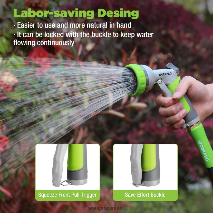 Useful WORKPRO Garden High Pressure Water Hose Nozzle Sprayer with 8 Adjustable Watering Patterns & Thumb Control Design Tool ZNRDXV288