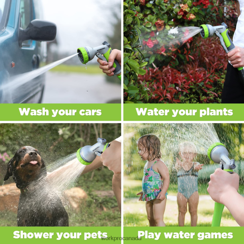 Useful WORKPRO Garden High Pressure Water Hose Nozzle Sprayer with 8 Adjustable Watering Patterns & Thumb Control Design Tool ZNRDXV288