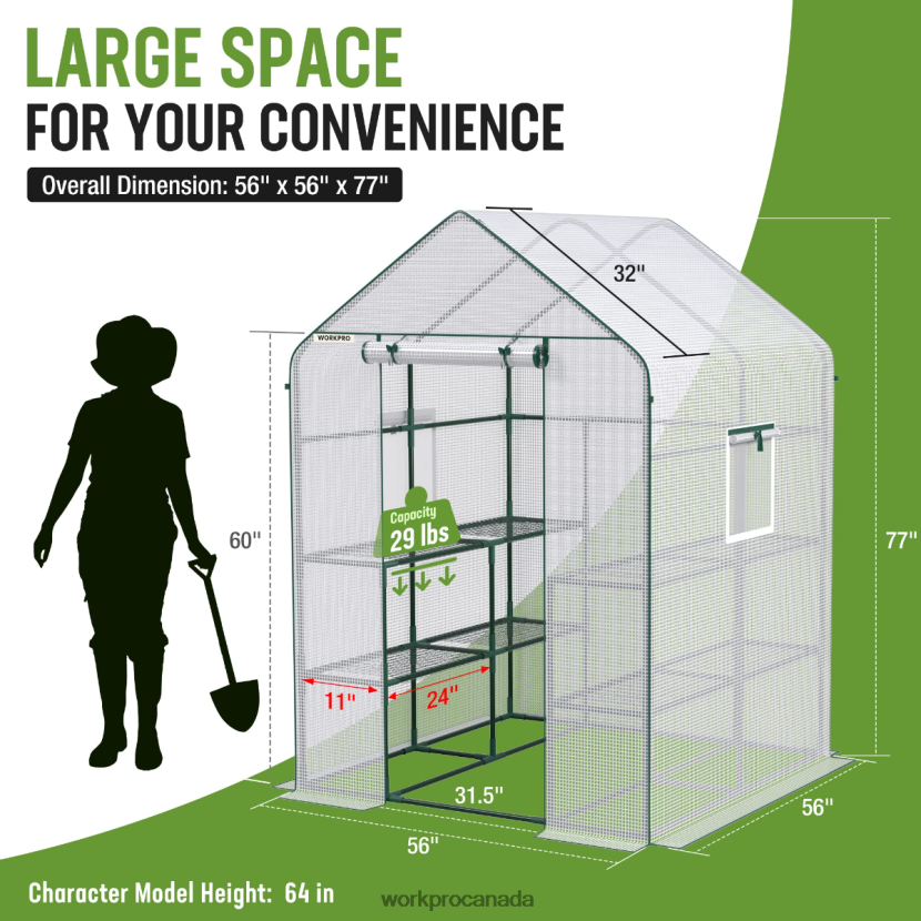 Useful WORKPRO Large 3 Tier 8 ShelvesOutdoor Portable Walk-in Gardening Greenhouse Tool ZNRDXV290