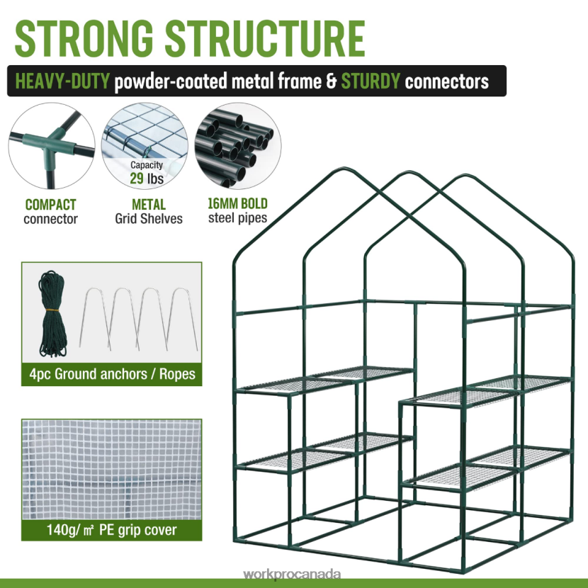 Useful WORKPRO Large 3 Tier 8 ShelvesOutdoor Portable Walk-in Gardening Greenhouse Tool ZNRDXV290
