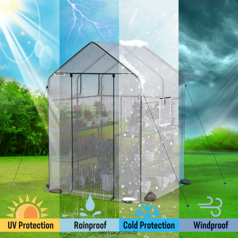 Useful WORKPRO Large 3 Tier 8 ShelvesOutdoor Portable Walk-in Gardening Greenhouse Tool ZNRDXV290