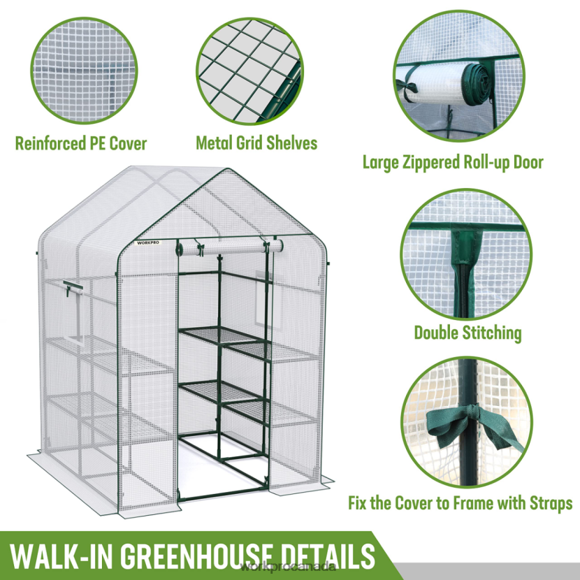 Useful WORKPRO Large 3 Tier 8 ShelvesOutdoor Portable Walk-in Gardening Greenhouse Tool ZNRDXV290