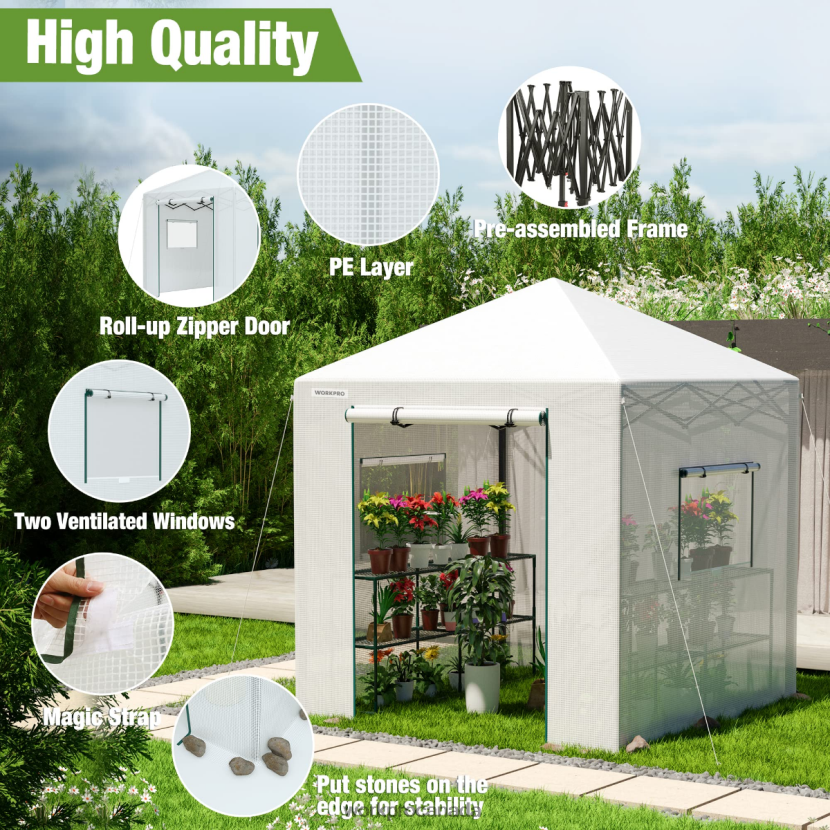 Useful WORKPRO Portable Walk-in Greenhouse Tool ZNRDXV289