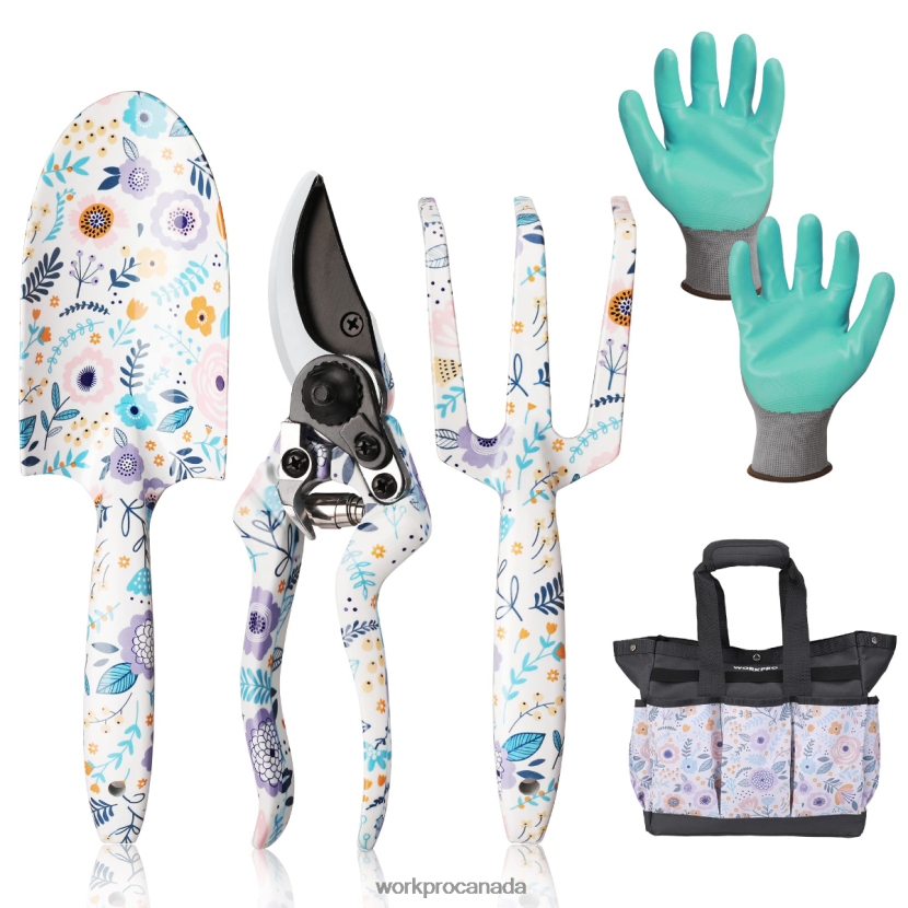 White/Pink WORKPRO 5PCS Aluminum Heavy Duty Gardening Tool Set Tool ZNRDXV284